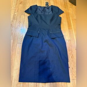 Oasis Navy Cap Sleeve Midi Dress
